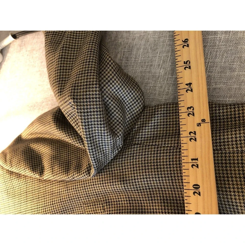 Hart Schaffner Marx Blazer Mens 46L Brown Houndstooth Wool Sport Coat Jacket USA